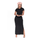 Vestido Canelado Longo com Fenda/ Manga/ Blogueirinha/ Insta