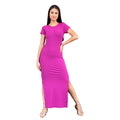 Vestido Canelado Longo com Fenda/ Manga/ Blogueirinha/ Insta
